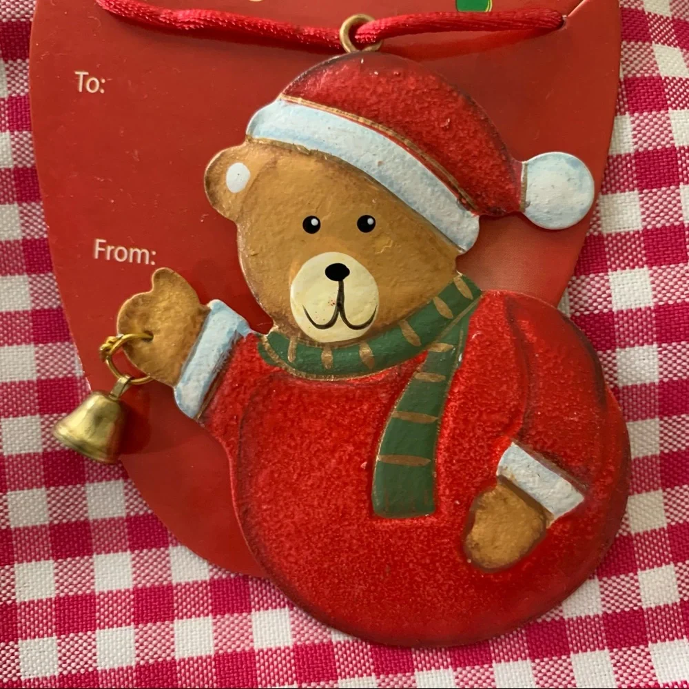 Lot of 2 HAPPY HOLIDAYS Vintage 2004 Santa Claus & Bear w/ Bells Necklaces NEW